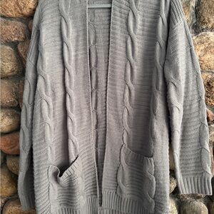 Cozy Gray Cable Knit Cardigan